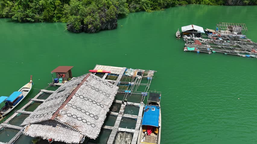 Many houses in a village in the sea.