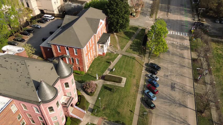 Aerial view of the campus of Shaw University, an HBCU in downtown Raleigh, NC