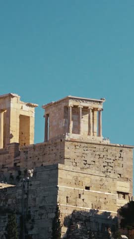 Athens Acropolis ancient historic ruins in Greece vertical portrait video