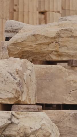The Parthenon, Athens Acropolis Ancient Greek ruins in Greece vertical portrait video