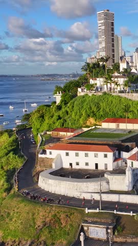 Salvador Skyline In Salvador In Bahia Brazil. Summer Landscape. Beach Cityscape. Tropical Skyline. Salvador Skyline In Bahia Brazil. Nature Scenery. Paradisiac Seascape.