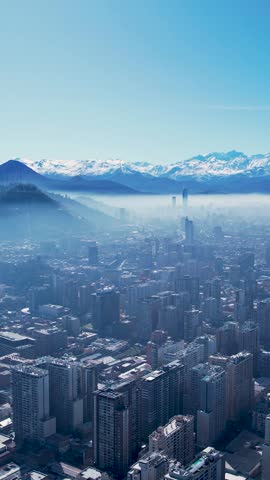 Santiago Chile. Cityscape of main city Santiago Chile in metropolitan region. Urban city life scenery with towers offices buildings and skyscrapers. Downtown Santiago Chile.