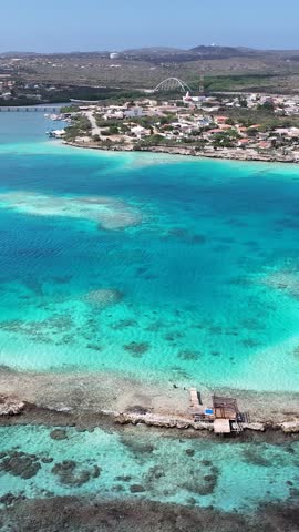 Caribbean Skyline At Oranjestad In Caribbean Netherlands Aruba. Beach Landscape. Caribbean Paradise. Oranjestad At Caribbean Netherlands Aruba. Seascape Outdoor. Nature Tourism.