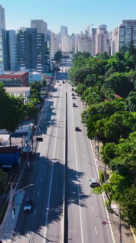 Francisco Matarazzo Avenue At Sao Paulo In Brazil. Landmark Avenue. Downtown District. Highrise Buildings. Francisco Matarazzo Avenue At Sao Paulo In Brazil. Agua Branca Neighborhood.