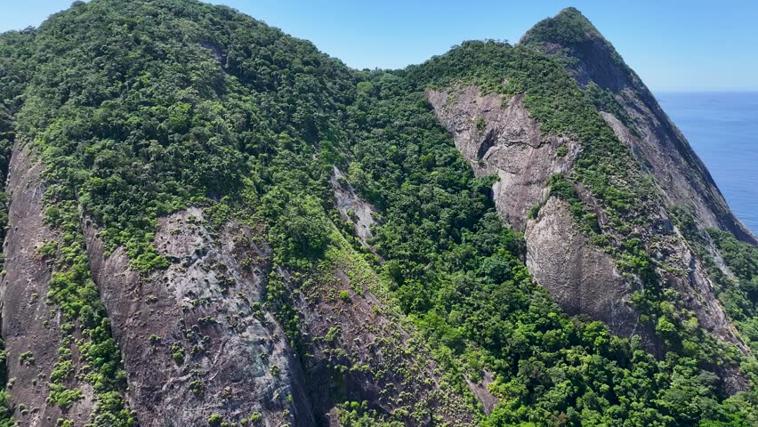 Niteroi Skyline In Niteroi Rio De Janeiro Brazil. Stunning Tropical Coastline Beach Scene Viewed From Above. Island Life Landscape Leisure Amazing. Island Life Summertime. Niteroi Rio de Janeiro.