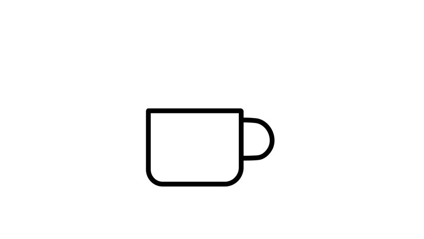 an icon animation with a hot drink object emitting hot water fumes.