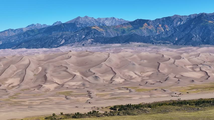 Aerial view of Great Sand Dunes National Park in Colorado