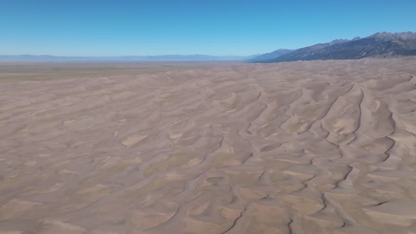 Panoramic aerial view of dunes of Great Sand Dunes National Park in Colorado