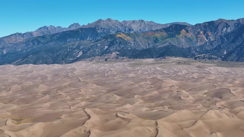 Aerial view of dunes of Great Sand Dunes National Park in Colorado