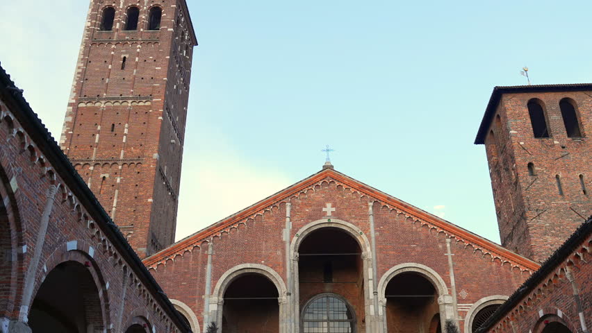 Zoom in view of church of Saint Ambrose (Basilica di Sant