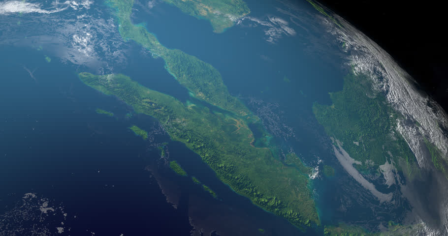 Strait of Malacca in earth planet. Aerial View