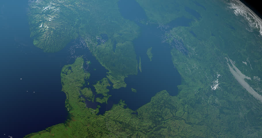 Danish straits in earth planet. Aerial View