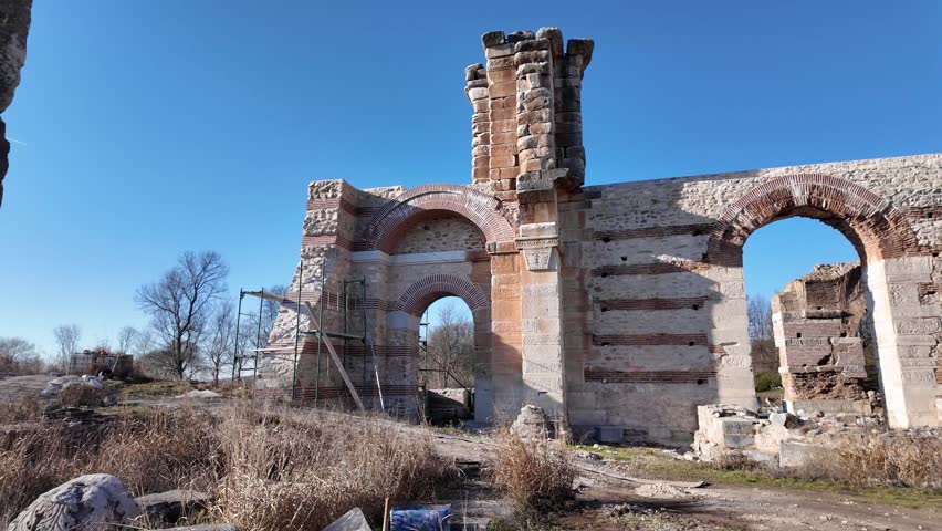 Ancient Ruins at archaeological area of Philippi, Eastern Macedonia and Thrace, Greece