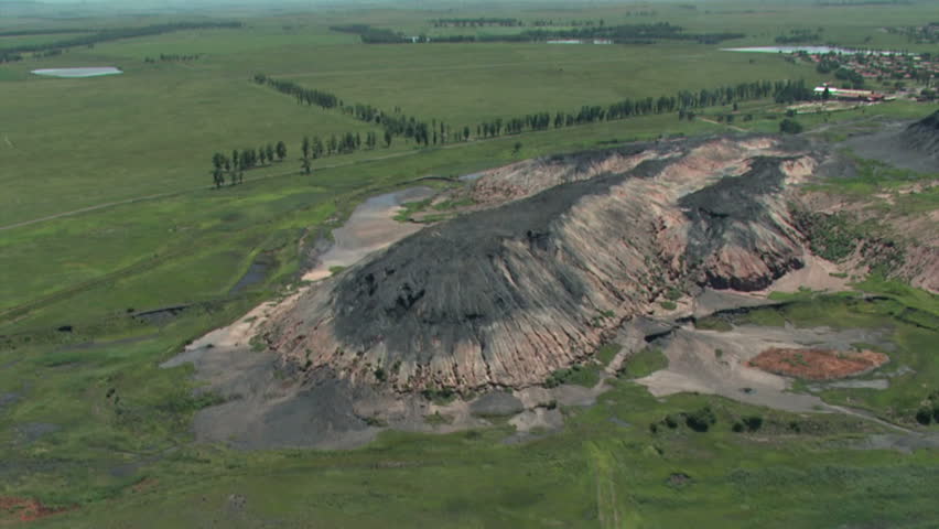 Aerial of coal mine deposits 