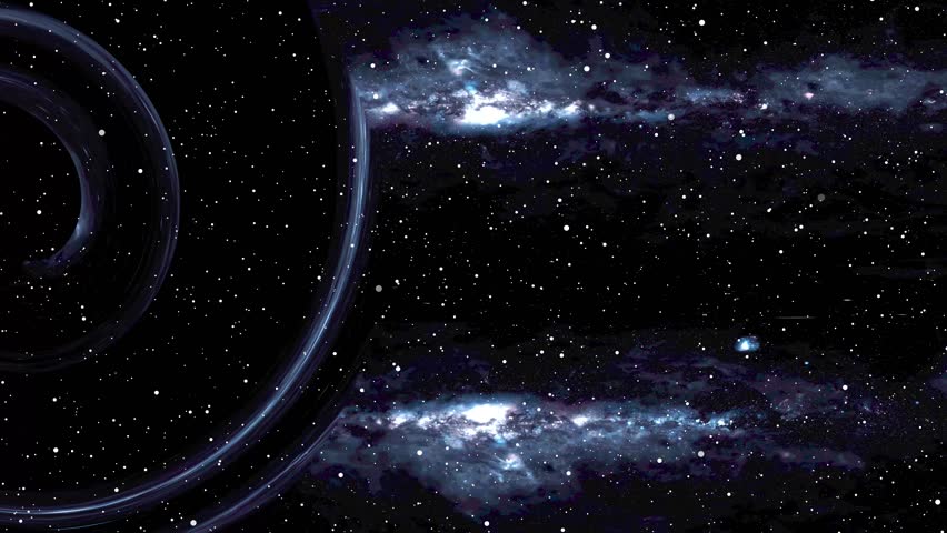 Dynamic blue swirling vortex in starry space forms a spiral galaxy effect, illustrating cosmic depth and animated celestial visuals. Swirling Blue Light Vortex in a Starry Space animation.