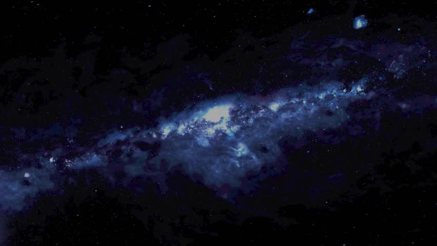 Earth at Night with City Lights Visible in Space Next to a Bright Blue Nebula planet globe animation.Earth at night glowing with bright city lights near a swirling electric blue nebula in a futuristic