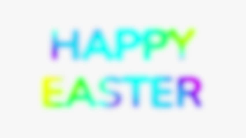 Happy Easter colorful typography with soft gradient blur overlay abstract stop motion. Concept of seasonal sale banner, ecommerce promotion visual, social media content, email marketing header.