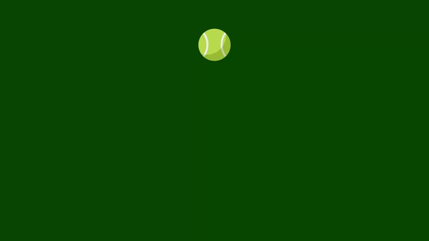Tennis ball bouncing animation loop on green screen background for sports motion graphic overlay use