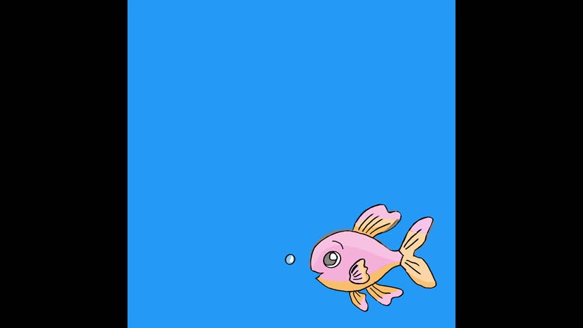 Cute Pink and Orange Cartoon Fish Swimming Underwater with Bubbles, Simple Hand-Drawn Aquarium Illustration or Sea Life Character