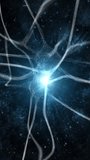 Abstract two neurons on futuristic bright blue vertical background. - Powered by Shutterstock - Get 15% off with code: PIKWIZARD15