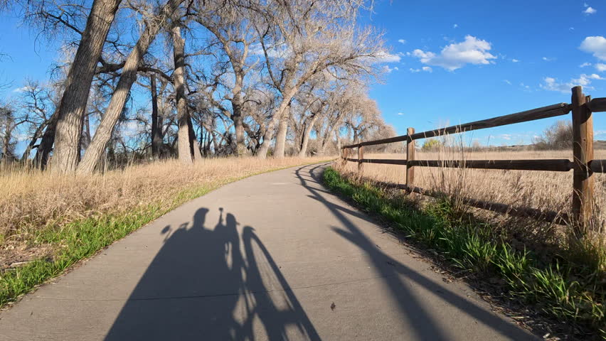 Immersive POV from recumbent trike ride on Poudre River Trail in northern Colorado near Windsor