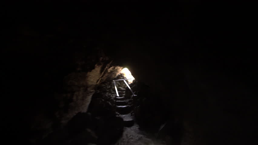 Catacombs Cave Caving Adventure POV Exit Lava Beds National Monument California USA