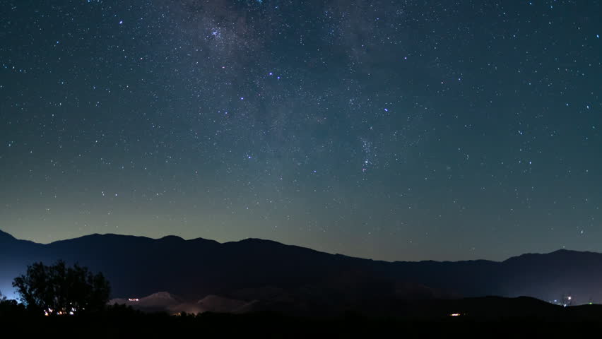 Star Trails of Milky Way Galaxy at 50mm in South Sky Over Sierra Nevada Mountains Astrophotography Time Lapse in California USA