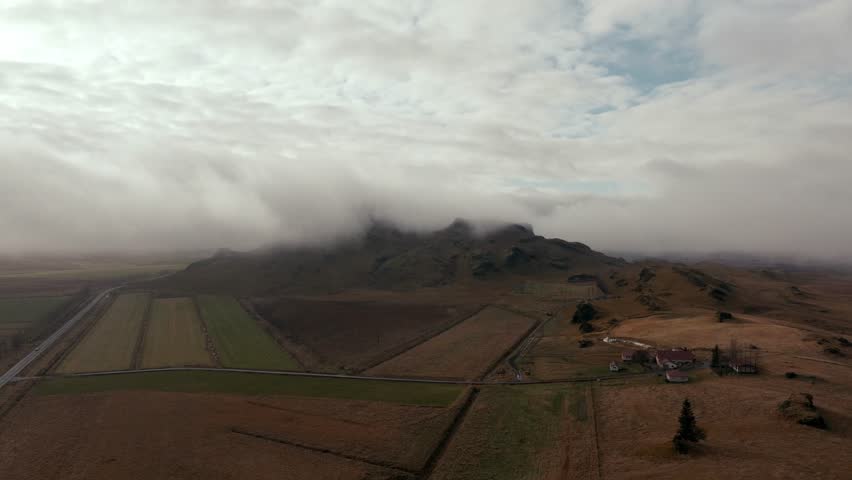 Aerial View of Dramatic Mountains in Iceland
