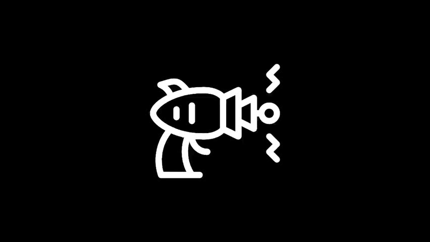 A stylized, minimalist line art representation of a classic science fiction blaster weapon, perfect for retro themes and futuristic concepts