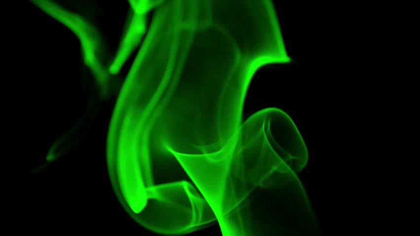 Cinematic Green Smoke Motion Graphics - Wispy Smoke Swirls on Black Background Overlay
