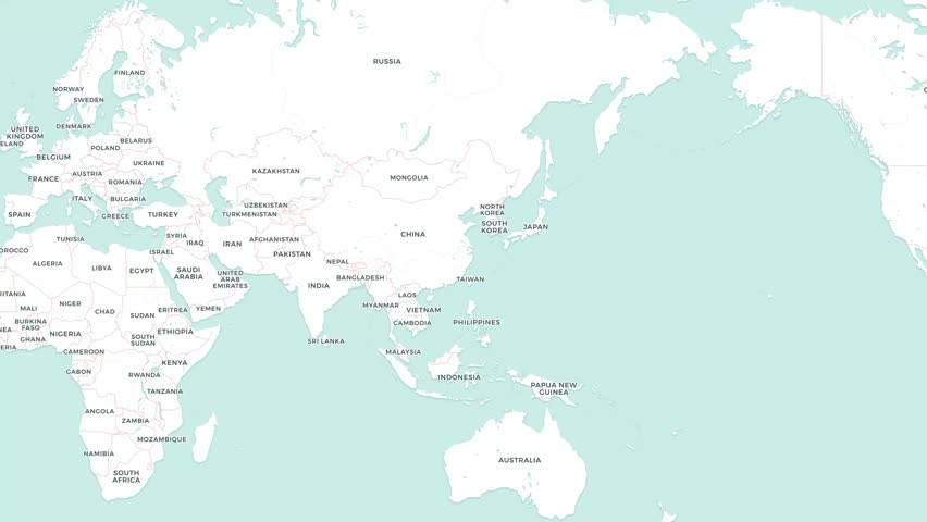 Geographical animation highlighting Hong Kong territory on a detailed regional map video