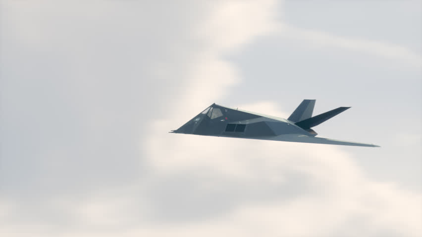 Stealth Attack Aircraft Flying In The Sky. Production Quality Footage in ProRes 4444 codec, 30 FPS.