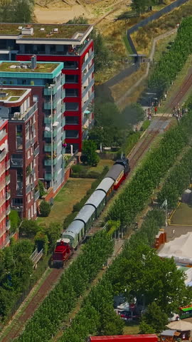  Aerial view of Frankfurt with modern skyscrapers beautiful sunny day, city center. Financial capital of Europe, Hesse, Germany