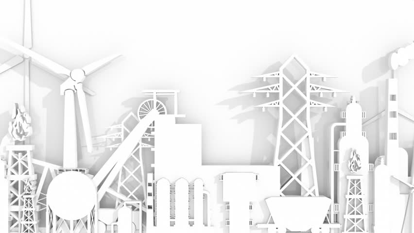Industrial plant and manufacture buildings. Energy generation and heavy industry. Flag of Germany in turning gear. Sustainable energy generation. Heavy industry metaphor animation. 3D render