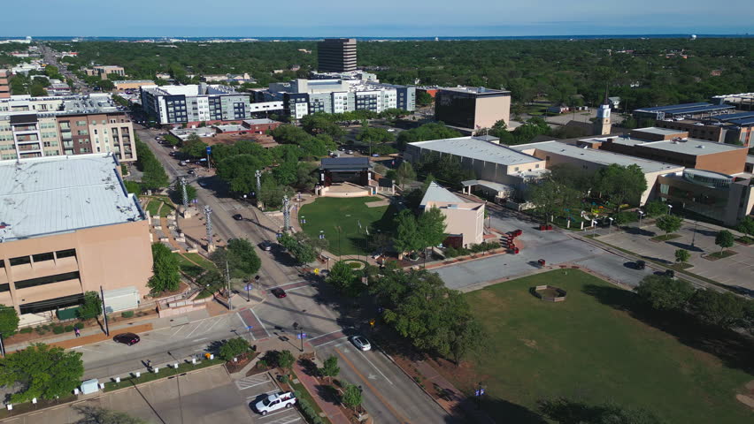Aerial Orbit of Downtown Arlington, Texas