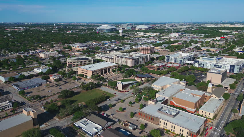 Aerial of Arlington, Texas City Skyline