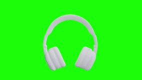 White 3D Headphones Rotating on Green Screen Background — 4K 3D Video Animation of Wireless Over-Ear Headphones Spin Loop for Music, Technology and Audio Product Chroma Key Compositing - Powered by Shutterstock - Get 15% off with code: PIKWIZARD15