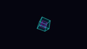 Hypnotic Neon Wireframe Cube Spinning in Dark Abstract Space - Powered by Shutterstock - Get 15% off with code: PIKWIZARD15