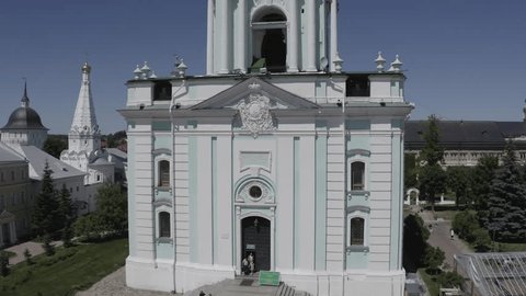 Aerial View of Clock Tower at Monastery in Sergiev Posad