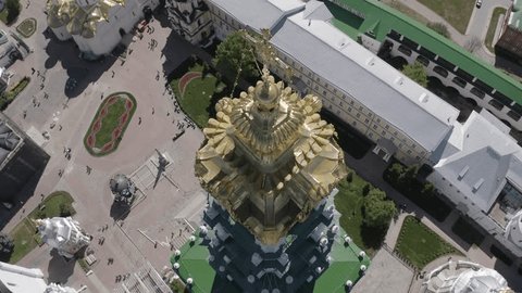 Aerial Drone View of Historic Bell Tower in Sergiev Posad