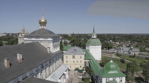 Aerial Drone View of Monastery Facades in Sergiev Posad