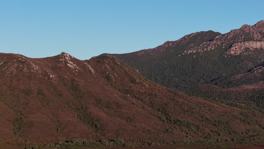 Dawn over Lake Burbury, Queenstown, Tasmania, Australia Aerial Drone 4K