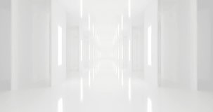 Futuristic white corridor with glowing lights and symmetry looping animation. 3D Illustration - Powered by Shutterstock - Get 15% off with code: PIKWIZARD15