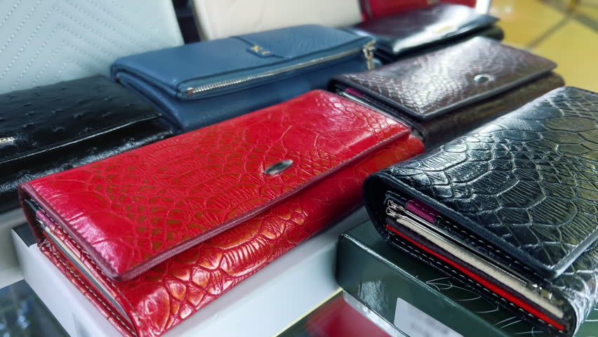 Luxury Leather Wallets Display in Accessories Store | Women