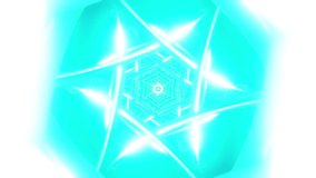 Teal spiraling ribbons create hexagonal tunnel with glowing core VJ loop - Powered by Shutterstock - Get 15% off with code: PIKWIZARD15