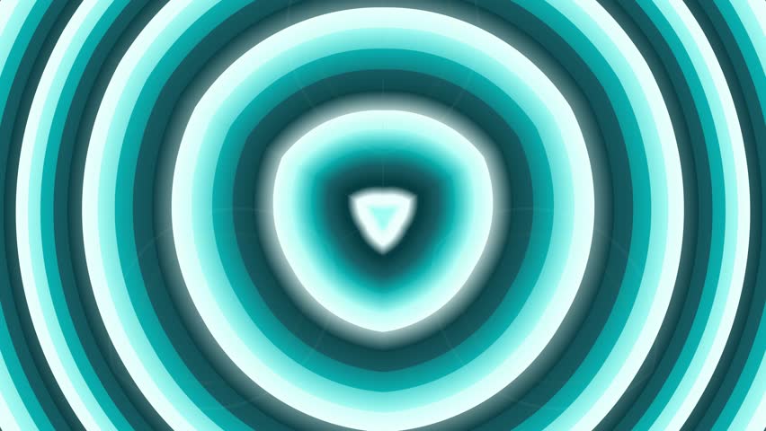 Video of turquoise concentric circles with triangle and clover shapes