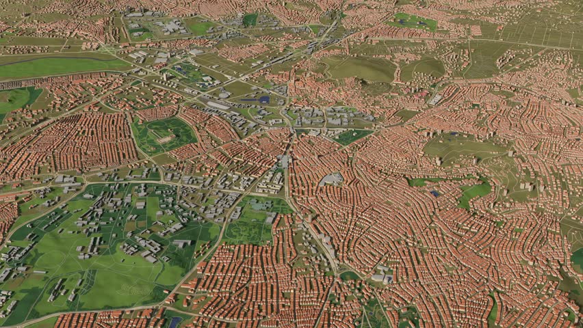 3D looped animation of city - Ankara Turkey