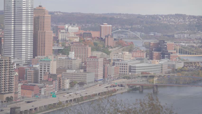 Downtown Pittsburgh Skyline and Bridges Viewed from Mount Washington