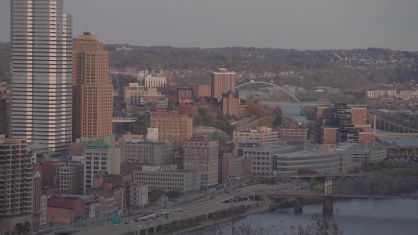 Downtown Pittsburgh Skyline and Riverfront Cityscape
