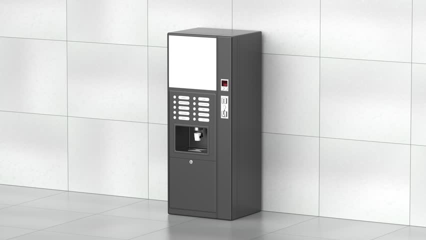 Black coffee vending machine indoors